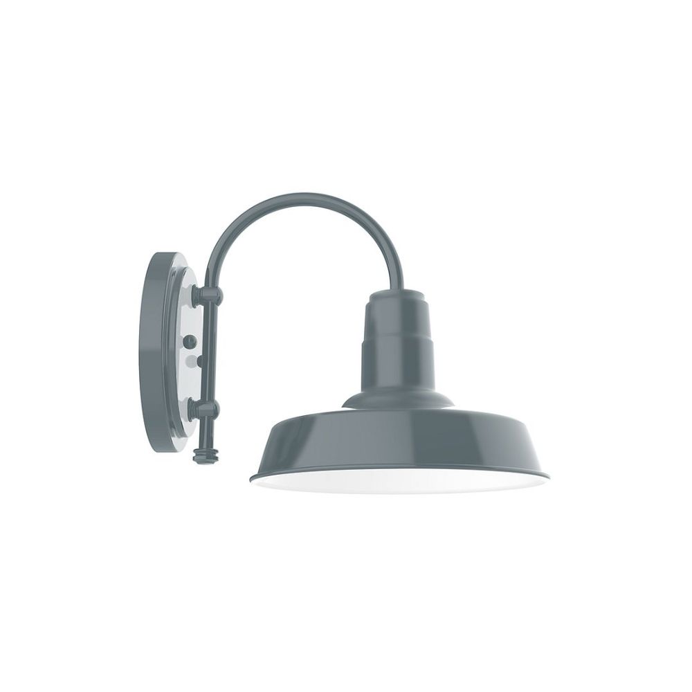 Montclair Lightworks SCC181-40-W10-L12 10" Warehouse Shade Wall Mount Sconce With Wire Grill, Slate Gray